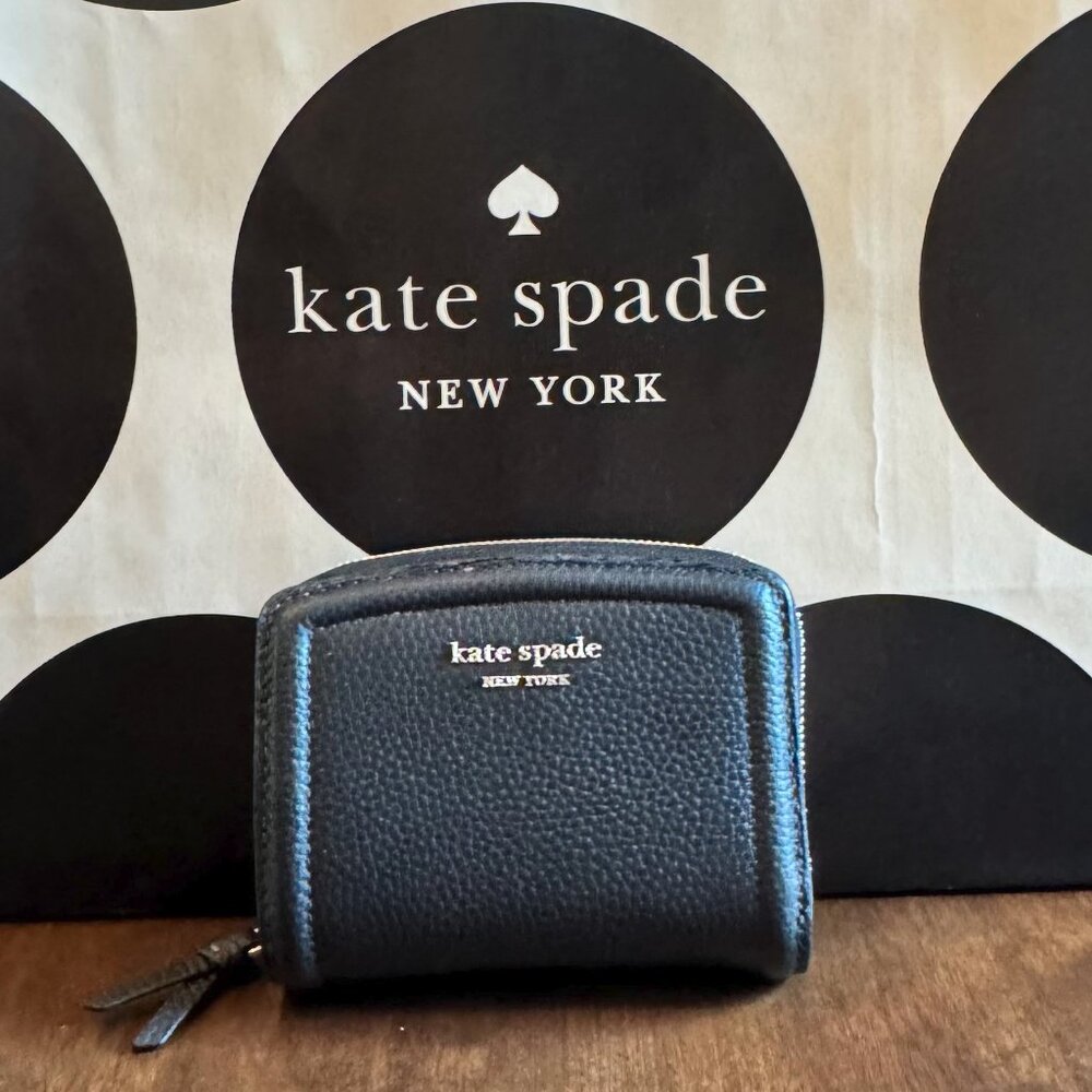 Kate Spade New York Knott Small Compact Leather Zip Around Wallet - Black